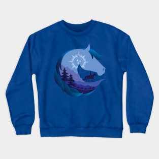 Horse Head Trail Riding Silhouette • Blue Crewneck Sweatshirt